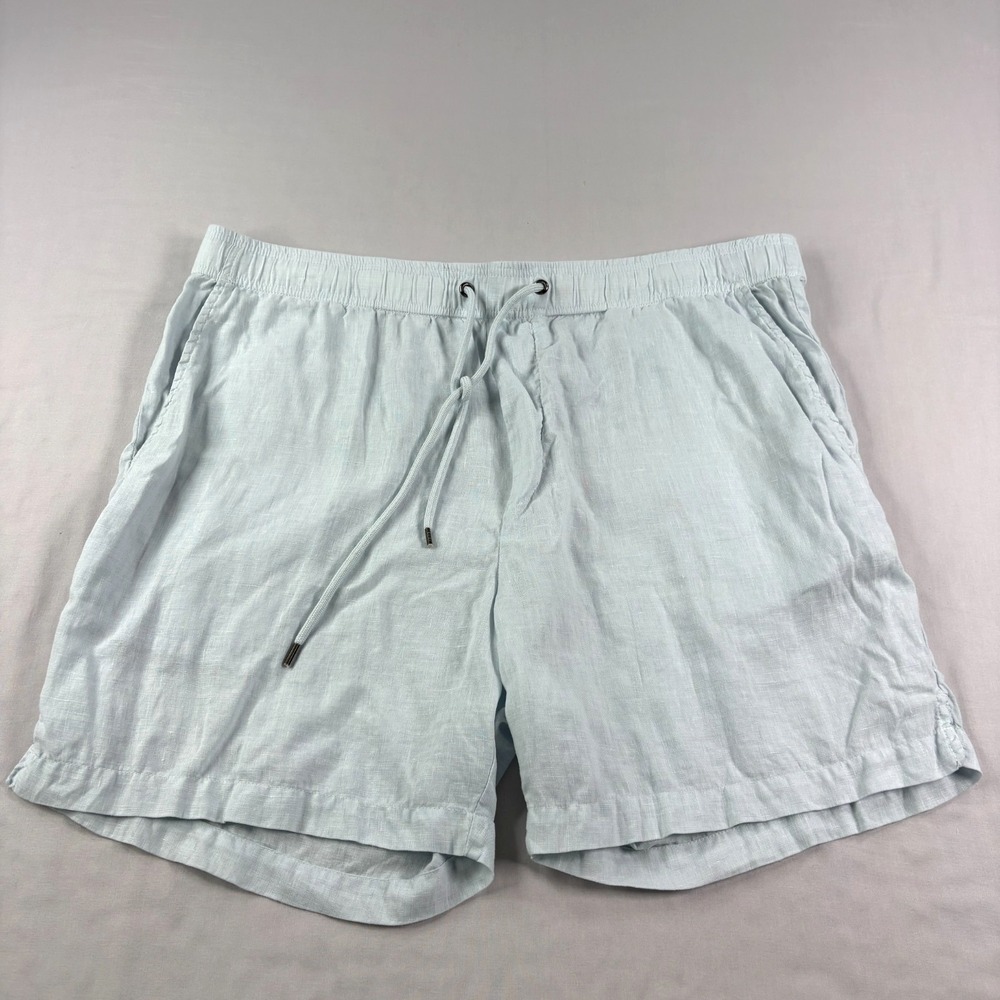 James Perse Linen Shorts Mens XL (Size 4) Light Blue Drawstring Preppy Beach